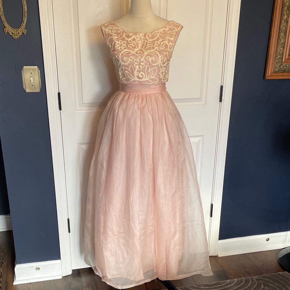 Vintage Will Steinman 1950s Pink Maxi Evening Gown Size XS